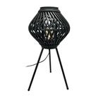 Luminaria Rattan Preta Maior Design Transversal Base Tripé