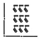 Luminária Sala Modelo L Trilho 4m + 8 Spots Led 7w Luz 3000k