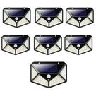 Luminaria Solar 100 Leds Kit 7 Uni Sensor Presença Andarela Parede Casa Iluminaçao Externa Casa Segurança Luz Sol Economica