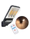 Luminária Solar 3 LEDs Filamento Poste Refletor Sensor de Presença Luz Branca Quente Jardim Parede