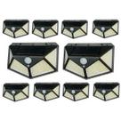Luminaria Solar Arandela Kit 10 Uni Sensor Presença 3 Funçoes Detecta Movimento Parede Escada Quintal