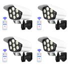 Luminaria Solar Camera Falsa Sensor Movimento Controle Kit 4 Unid 180w Led 3 Funçoes Casa Portao Segurança Jardim Luz Iluminaçao Externa