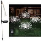 Luminária Solar Decoração LEDs Branco Fogos Artifício Jardim