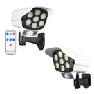 Luminaria Solar Dummy Camera Falsa Controle Sensor Presença Kit 2 Uni 77 Leds 3 funções Segurança Casa Portao Luz Externa Garagem Rua