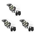 Luminaria Solar Dummy Falsa Kit 3 Uni Sensor Proximidade 77 Led 3 Funçoes Detecta Movimento Resistente Com Controle