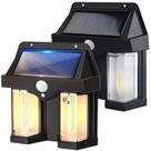 Luminária Solar Jardim 2 Leds 600x Branco Quente Ambar Spot Parede Com Sensor Movimento Arandela