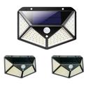 Luminária Solar Kit 3 Unidades Parede Sensor de Movimento 100 leds Branco quente