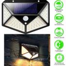 Luminária Solar Luz 100 Led Sensor Jardim Prova D'água Cor Preto