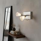 Luminária Spot 2 Lamp. Branco -Vidro e Madeira - Madelustre Luminária Spot 2 Lamp. Branco -Vidro e Madeira - Madelustre