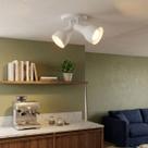 Luminária Spot Direcionável Articulado Duplo 2 Lâmpada Led E27 Beiral Sala Quarto Bivolt Corredor Banheiro Parede Teto Gesso Forro