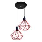 Luminária Teto Pendente Aramado Diamante Vermelho 02 un