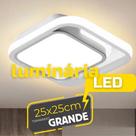 Luminária Teto Quadrado Sobrepor 24w Luz 3 em 1 Quente Neutra Fria em LED Bivolt 110 220V Quarto Corredor Banheiro