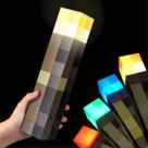 Luminária Tocha Minecraft RGB LED 4 Cores Gamer Infantil Abajur Recarregável USB Pixel Blocos Quarto