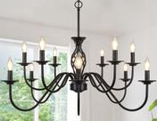 Luminária VerRon Candelabro de 12 luzes em preto fosco