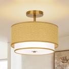 Luminária Vexagyle 12,6" Boho Rattan Flush Mount