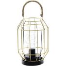 Luminária Vintage Dourada Decoração Industrial Luz LED 27cm