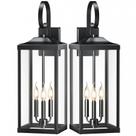 Luminária Yolsunes 61 cm preta de 3 luzes, arandela de parede impermeável