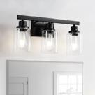 Luminárias de banheiro DIKAIDA 3-Light Black Clear Glass