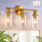 Luminárias de banheiro DINGLILIGHTING 3 luzes douradas com lâmpadas