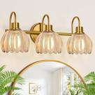 Luminárias de banheiro Meybiok 3-Light Brushed Gold 50cm