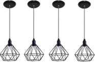 Luminarias Pendente Aramado Modelo Lustres Diamante Kit com 04 Preto