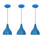Luminárias pendentes balcão 3 un Azul