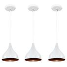 Luminárias pendentes balcão 3 un Branco com cobre