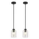 Luminárias pendentes KLSS Black Seeded Glass Kitchen Island (pacote com 2)