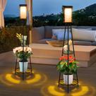 Luminárias solares de chão externas Aialun 116 cm Dual Plant Stand
