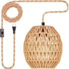 Luminárias suspensas Maliralt Rattan Pendant Light com cabo de encaixe