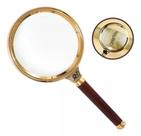 Lupa 90mm Dourada Lente Aumento 8x Zoom Para Escritório Leitura