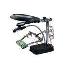 Lupa De Bancada Mesa Com Suporte 5 Leds 3 Lentes Garras De Solda 2073