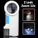 Lupa de Mão Com Luz 2 Leds com lanterna amplicação 12X CBRN01606