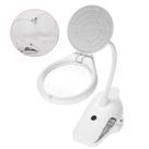 Lupa De Mesa Lente Principal Ampliação 2,3x Alimentação 8 LED Com Clipe Para Fixa BC108C