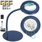 Lupa IVMAIE 10X 4,3", luz LED, 5 modos, azul