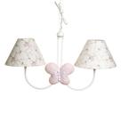 Lustre 2L Simples Com 2 Borboletas Quarto Bebê Infantil Menina