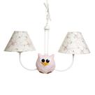Lustre 2L Simples Com 2 Corujas Quarto Bebê Infantil Menina