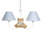 Lustre 2L Simples Com 2 Ursos Com Laço Quarto Bebê Infantil Menino