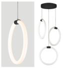 Lustre 3 pendente Circular AURA 25cm - PRETO - LED 45w 3000k