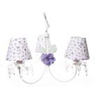 Lustre 3L Primavera Cristais 2 Flores G Lilás Quarto Bebê Infantil Menina
