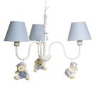 Lustre 3L Simples Com 3 Ursinhos De Boné Quarto Bebê Infantil Menino