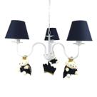 Lustre 3L Simples Com 3 Ursinhos Príncipes Marinho Quarto Bebê Infantil Menino