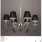 Lustre 6 Lamp. E27 Tecido Silk-Cromado