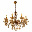 Lustre 8 Bracos Dourado Com Cristais Champagne Dourada 8 Lampadas E14 Eletrorastro
