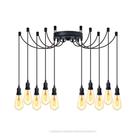Lustre Aranha com 10 Pendentes (2m cabo preto+ soquetes + canopla)