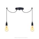 Lustre Aranha com 2 Pendentes (2m cabo preto + soquetes + canopla)