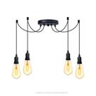 Lustre Aranha com 4 Pendentes (2m cabo preto + soquetes + canopla)