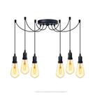 Lustre Aranha com 6 Pendentes (2m cabo preto + soquetes + canopla)