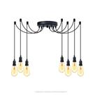 Lustre Aranha com 8 Pendentes (2m cabo preto + soquetes + canopla)