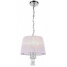 Lustre BARCELONA 3L E27 Base e estrutura em aço com banho cromo - Cúpula em fitas de seda branca - K9